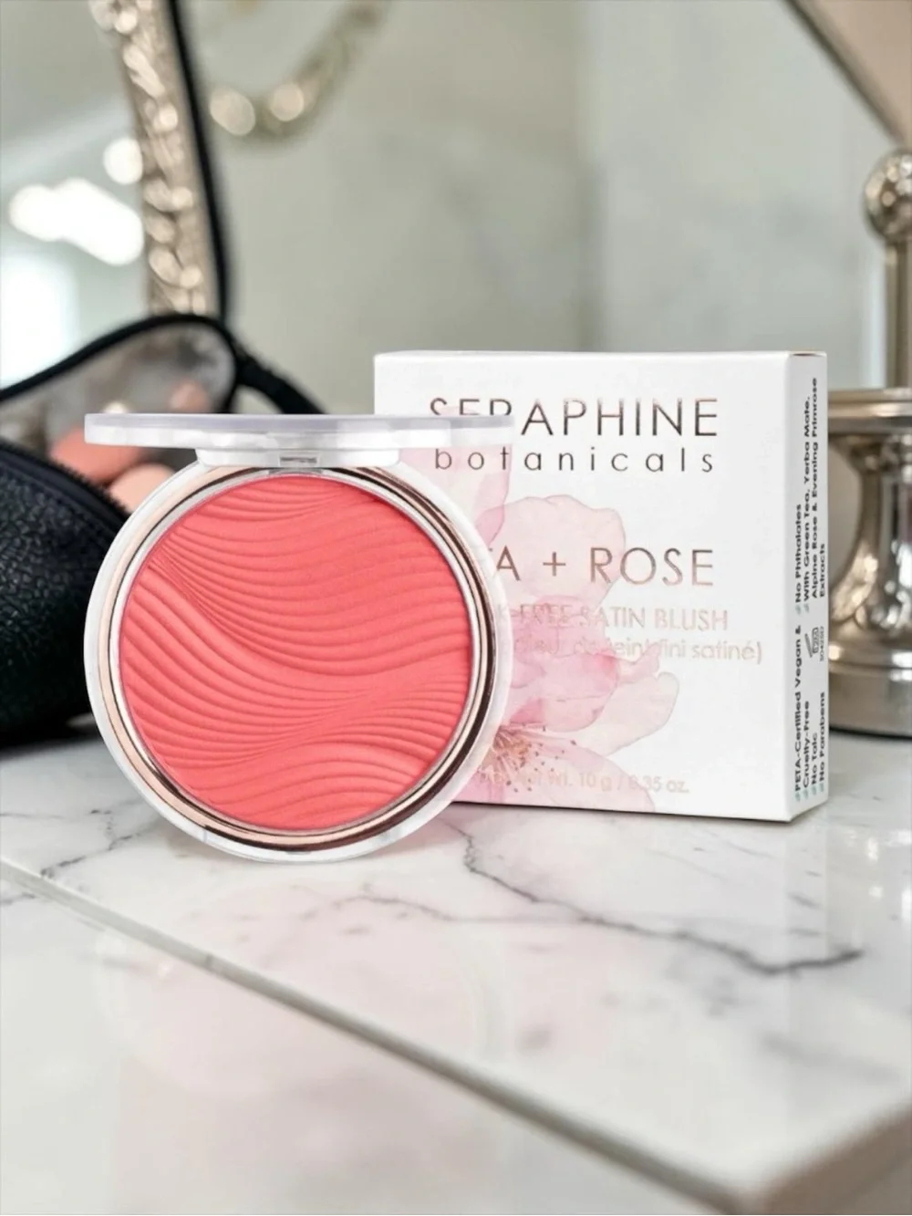 Seraphine Botanicals Tea + Rose Satin Blush - Pomegranate NIB